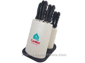 Utility and steak knife set with stand 12 pcs