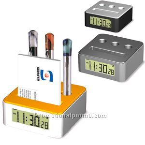 Pen Holder With LCD Clock