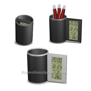 Pen Holder With Calendar Clock