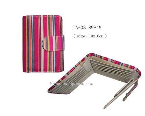 stripe Microfibre imitation leather women`s wallet
