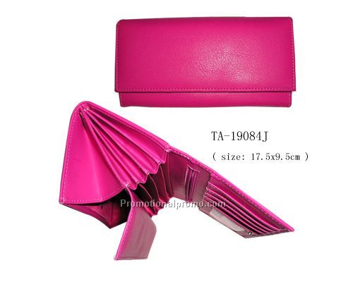 Rose color PU imitation leather lady`s wallet