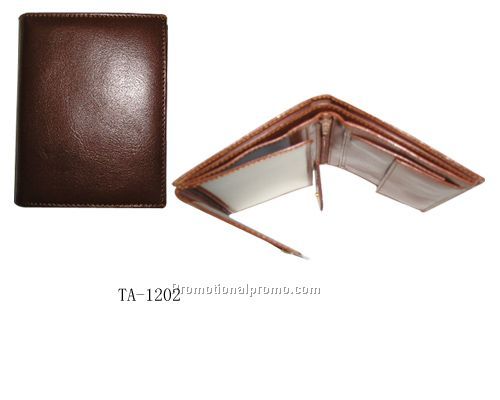 Trifold cow leather man wallet