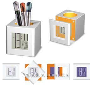Pen Holder With LCD Clock