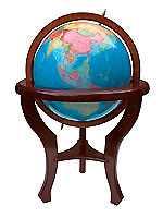 globe with three pillars support