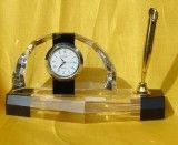 Crystal Clock& Watch with Pen Holder