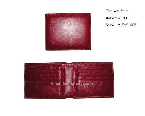Red PU men's wallet