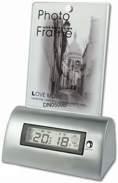 METAL MULTIFUNCTIONAL DIGITAL ALARM CLOCK WITH PHO