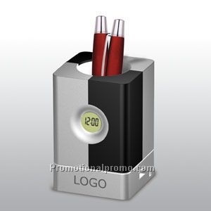 Pen Holder With LCD Clock