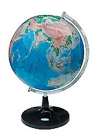 English globe with stereo-topographic