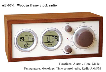 AE-07-1 Wood Frame Clock Radio