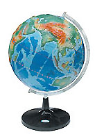 English globe with topographic feature