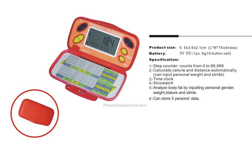 Pedometer with body fat