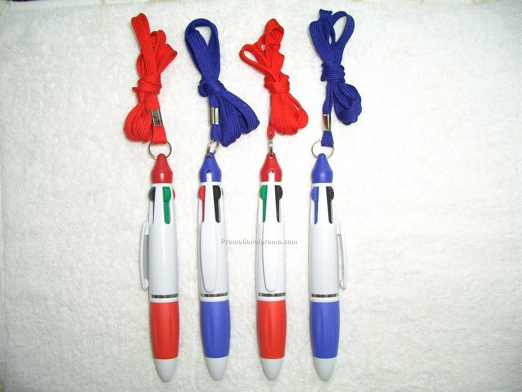 4 color ball pen with rope