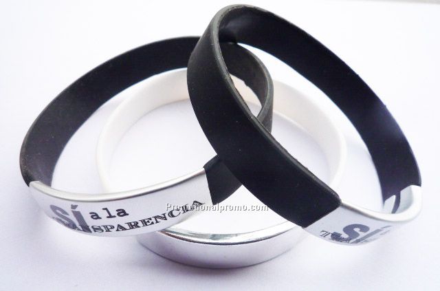 Silicone Wristband with aluminium plate