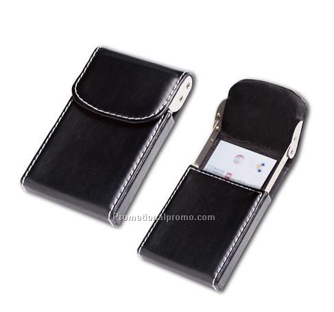 Leather & metal credit card holder