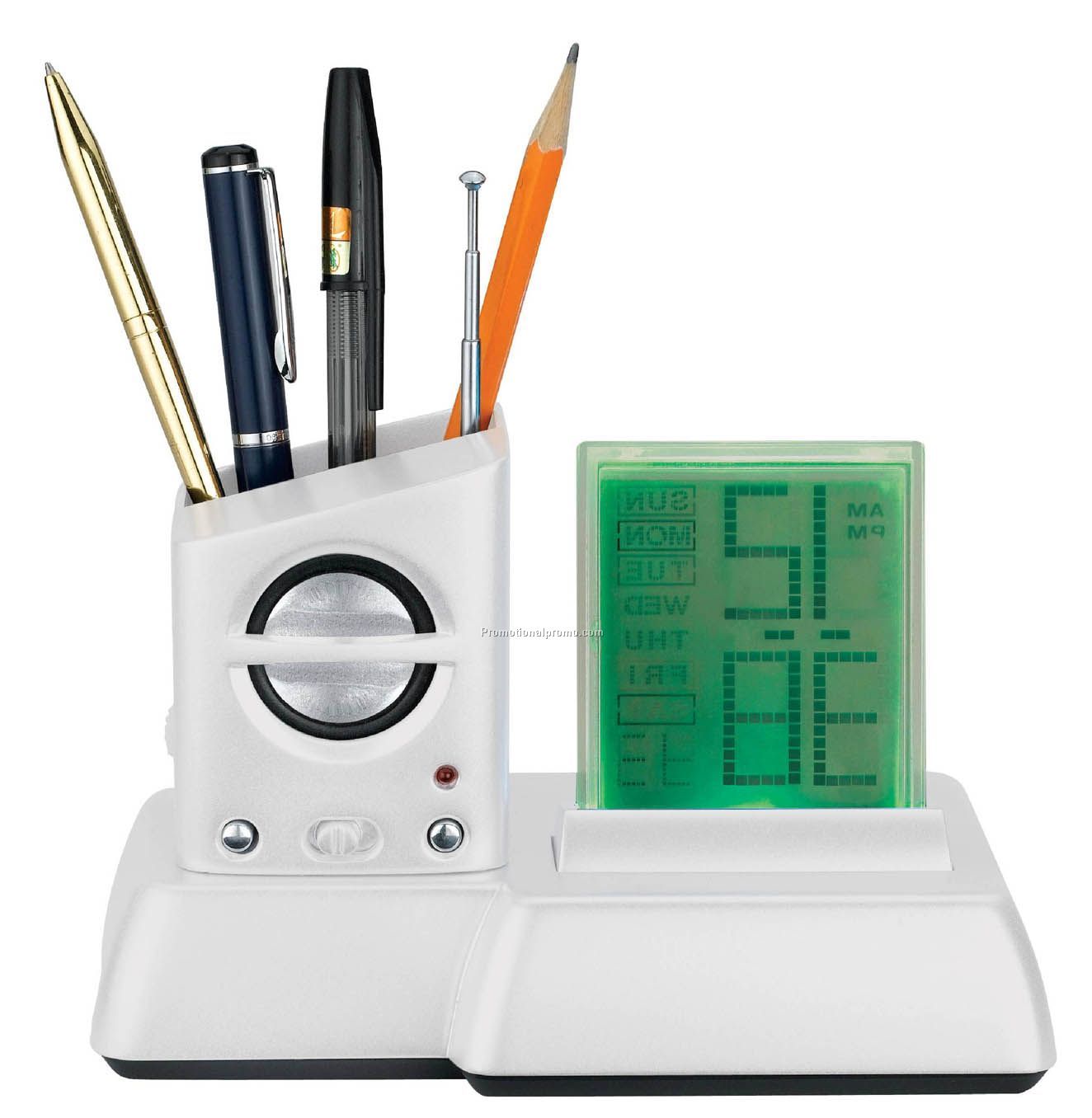 Pen holder with speaker