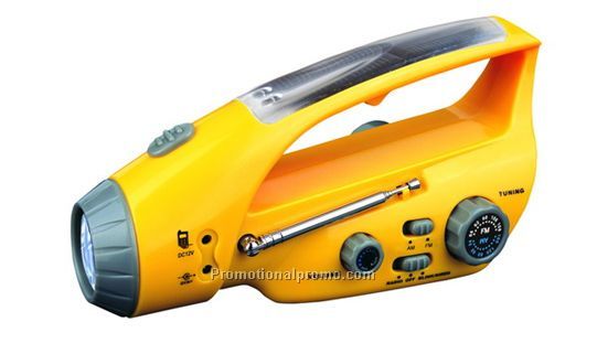 Solar radio with LED Flashlight