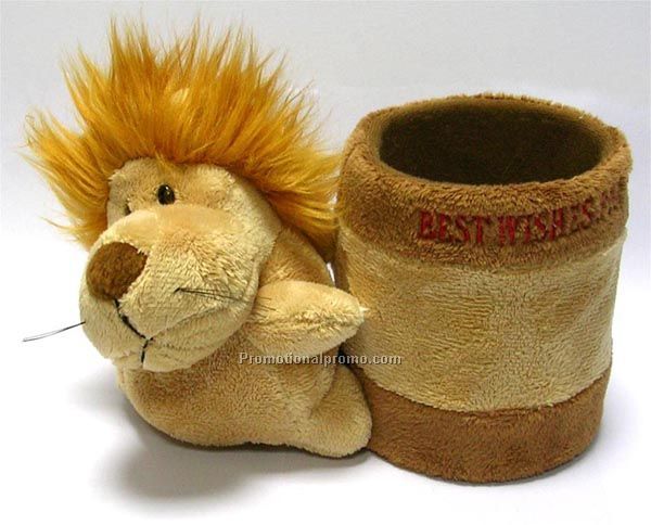 Plush lion pencil box
