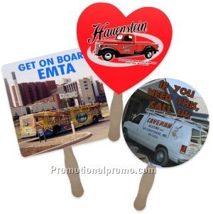 Advertising fan with wooden handle