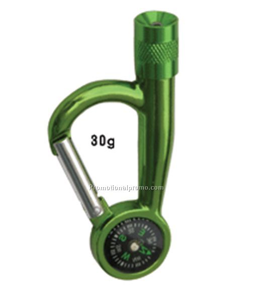 Carabiner flashlight with compass