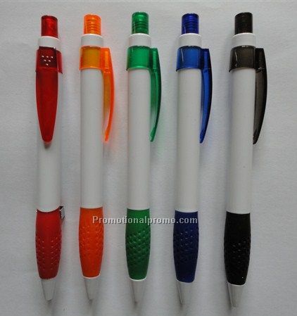 Plastic ballpen in white barrel