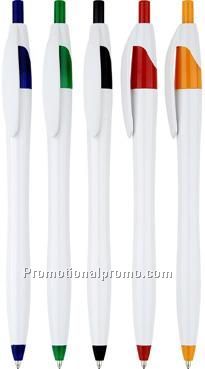 Plastic ballpen in white barrel