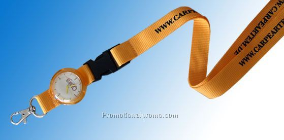 Silk screen pring lanyard with clock