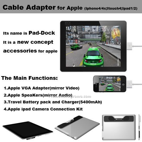 Multi-function cable adapter for Apple, AV adapter for Apple