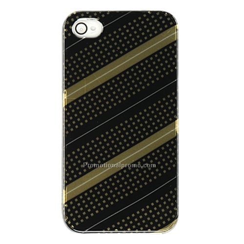 Apple iPhone 4 Crystal Design Case - Black and Gold Stripe Design