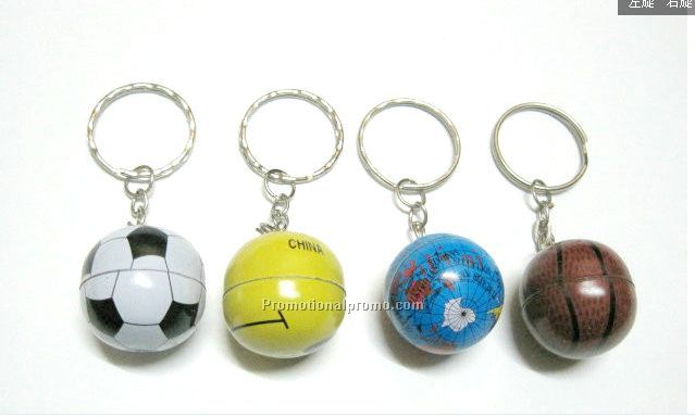 Rigid plastic basket ball keychai