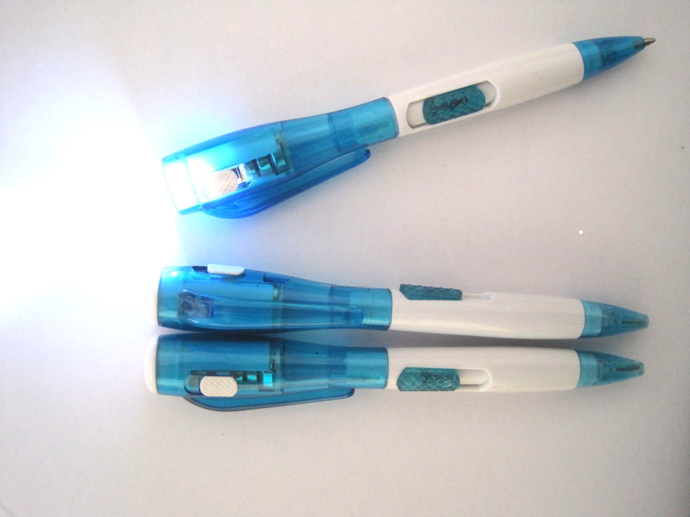 Promotional imprinted flashlight ball pen, pen torch